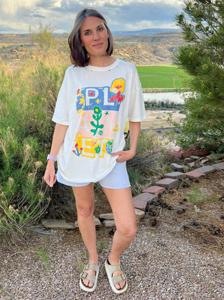 Planet Earth Vintage-Wash Distress Graphic Tee