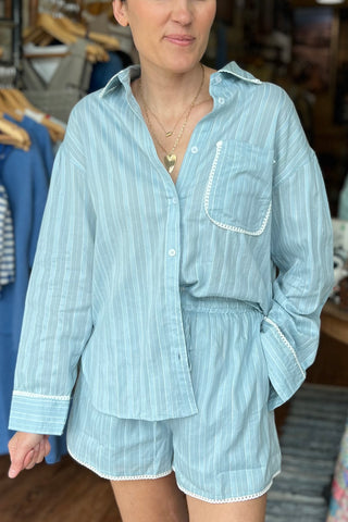 Baby Blue Striped PJ Set