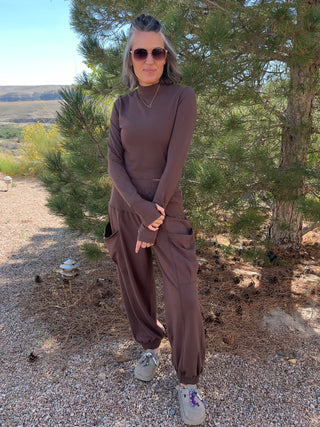 Mocha Cotton Lycra Harem Pant