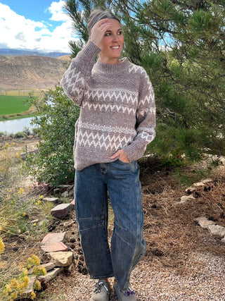 Mocha Fair Isle Knit Sweater