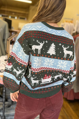 Reindeer Graphic Christmas Sweater
