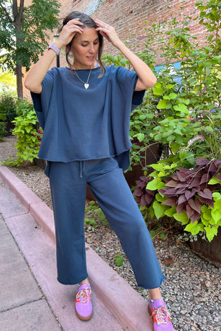 Midnight Navy Malibu Dolman Sweatshirt Top