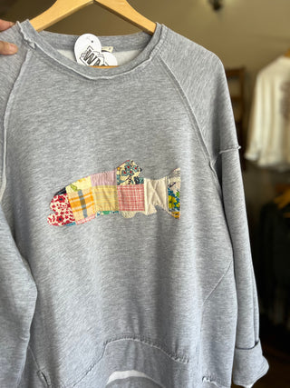 Fish Vintage Quilt Applique Sweatshirt