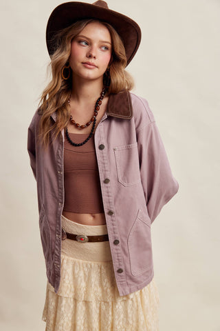 Contrast Collar Utility Barn Jacket