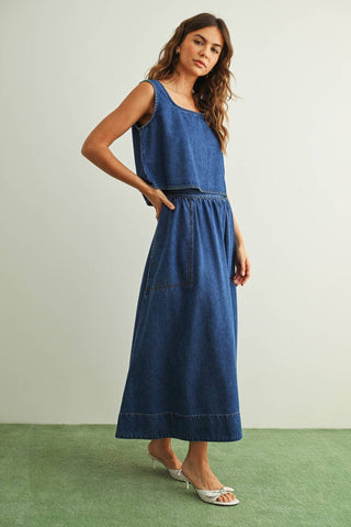 Soft Denim A-Line Skirt