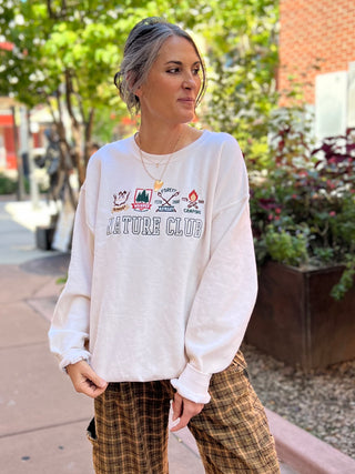 Nature Club Embroidered Cream Sweatshirt