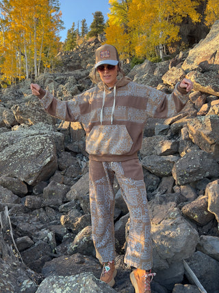 Bandana Print Terry Knit Barrel Pants