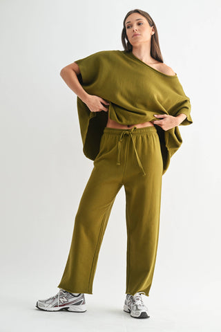 Midnight Navy Malibu Wide-Leg Fleece Pants