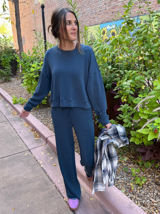 Midnight Navy Laguna Dropped Shoulder Sweatshirt