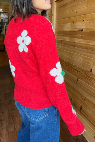 Flower Power Red Sweater