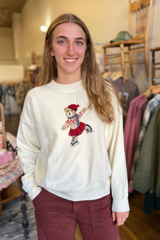 Ice Skating Bear Graphic Sweater