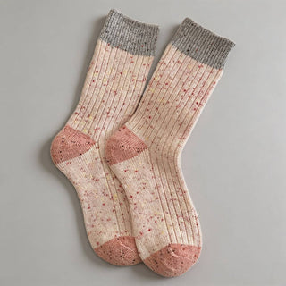 Speckled Yarn Colorblock Crew Socks