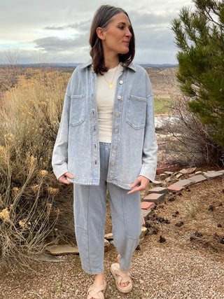 Acid Washed Knit Shacket