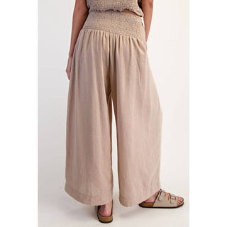 Taupe Baggy Wide Leg Cropped Pants