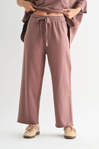Midnight Navy Malibu Wide-Leg Fleece Pants