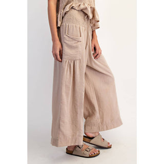Taupe Baggy Wide Leg Cropped Pants