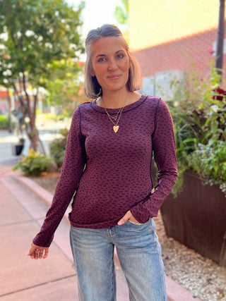 Mulberry Floral Cotton Knit Long Sleeve Top