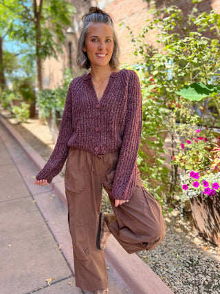 Plum Confetti Cardigan Sweater