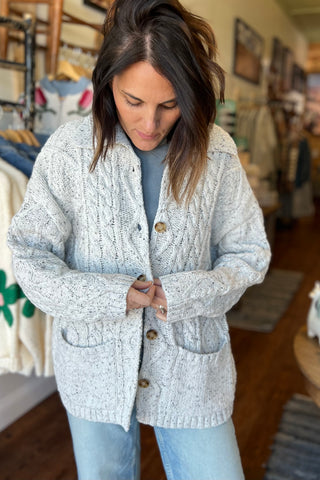 Heather Gray Long Sleeve Oversized Cardigan