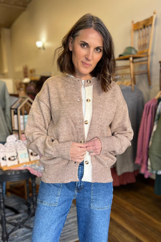 Mocha and Cream Button Up Cardigan