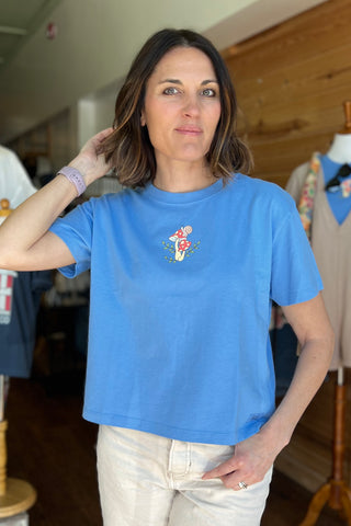 Women's Life Is Good Mushrooms & Snail Boxy Crusher Tee