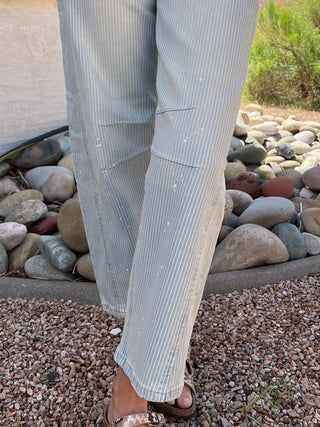Paint Splashed Stripe Baby Barrel Jeans