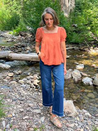 Cayenne Cotton Puff-Sleeve Top