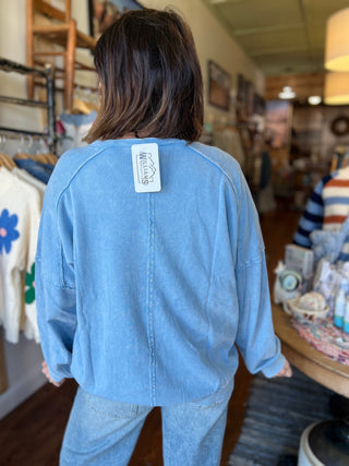 Peri Blue Boho Graphic Sweatshirt