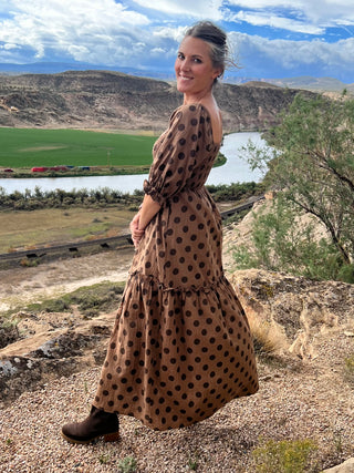 Mocha Polkadot Maxi Dress