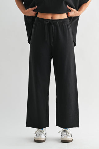 Midnight Navy Malibu Wide-Leg Fleece Pants