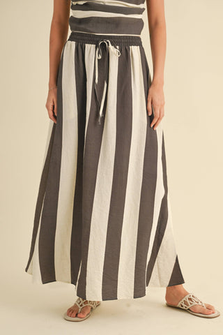 Brown/Cream Wide Stripe Skirt