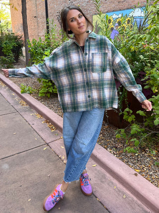 Oversized Plaid Shirt in Pine