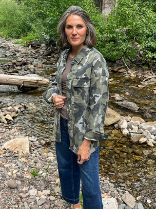 Denim Camouflage Shacket
