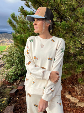 Camping Graphic Crew Neck Sweatshirt
