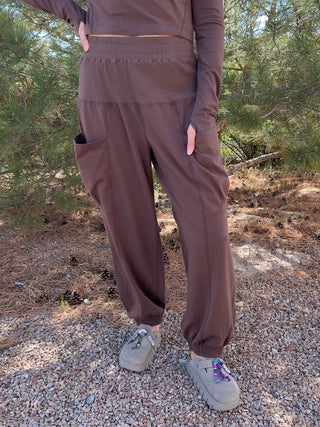 Mocha Cotton Lycra Harem Pant