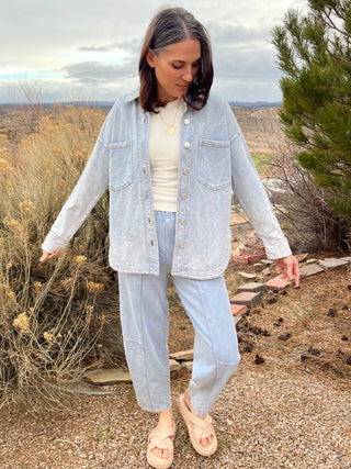 Acid Washed Knit Shacket