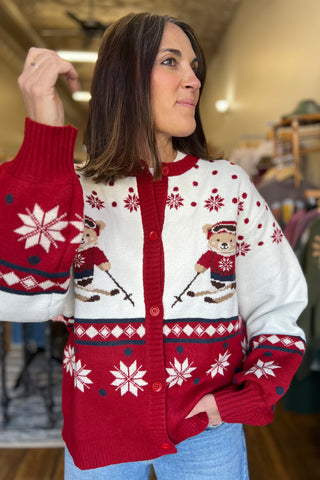 "Ski Bear" Sweater Cardigan