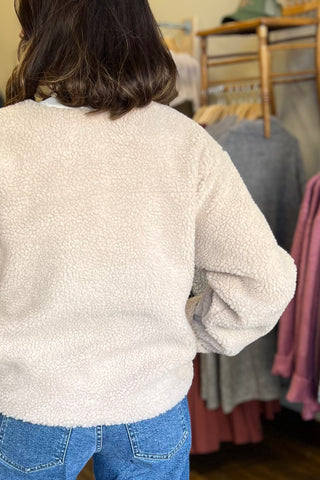 Oatmeal Sherpa Button Jacket