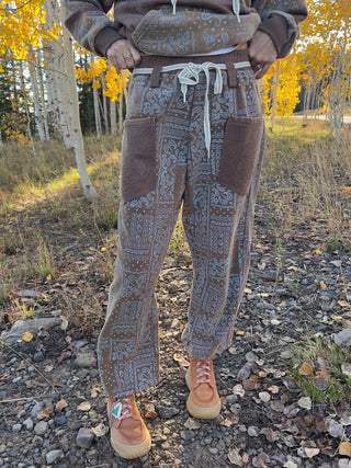 Bandana Print Terry Knit Barrel Pants