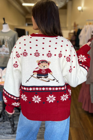 "Ski Bear" Sweater Cardigan