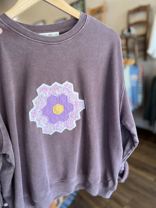 Flower Garden Vintage Quilt Applique Sweatshirt