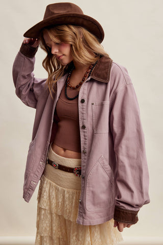 Contrast Collar Utility Barn Jacket