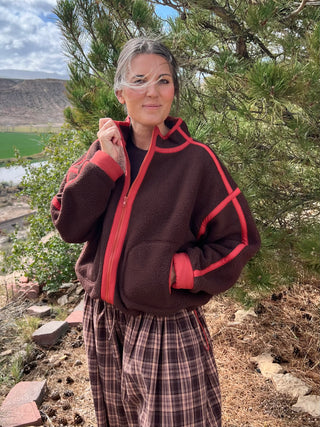 Brown Rust Zip-Up Fleece Jacket