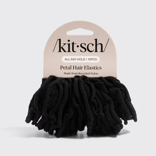 Recycled Fabric Petal Hair Elastics 10pc Set - Black