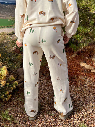 Camping Graphic Wide Leg Sweatpants
