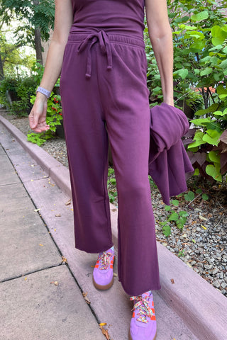 Dark Plum Malibu Wide-Leg Fleece Pants
