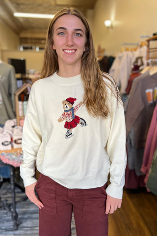 Ice Skating Bear Graphic Sweater
