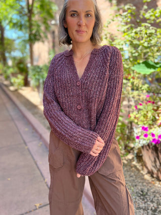 Plum Confetti Cardigan Sweater