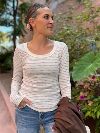 Ivory Stripe Rib Knit Top