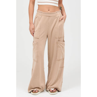 Mineral Wash Wide Leg Cargo Pants